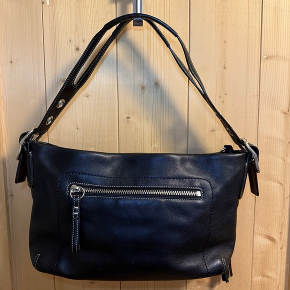 Vintage COACH 1417 Black Leather East West Legacy Shoulder Bag Tassel Silver - Picture 6 of 16